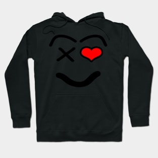 Funny love face - heart - red and black. Hoodie